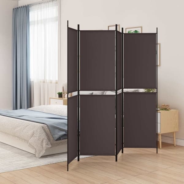 vidaXL Rumsavdelare 4 paneler brun 200x200 cm tyg Brun