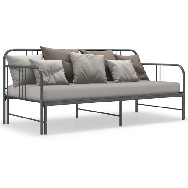 vidaXL Utdragbar sängram bäddsoffa grå metall 90x200 cm grå