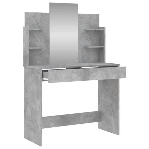 vidaXL Sminkbord med spegel betonggrå 96x39x142 cm Grå