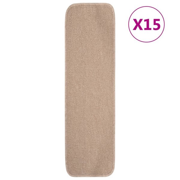 vidaXL Trappstegsmattor 15 st 75x20 cm beige rektangulär Beige