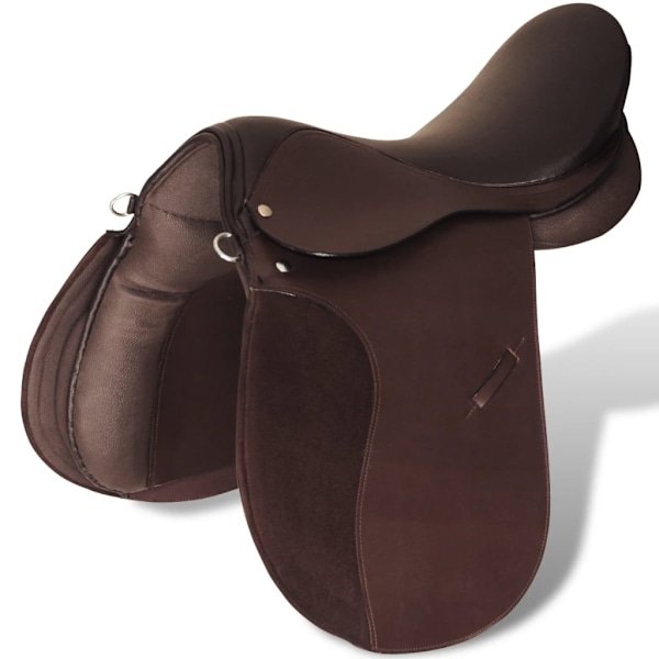 vidaXL Hästsadel set 17,5" brunt riktigt läder 12 cm 5-i-1 Brun