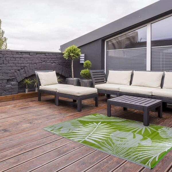 Esschert Design Utomhusmatta 241x152 cm djungelblad OC22 Grön