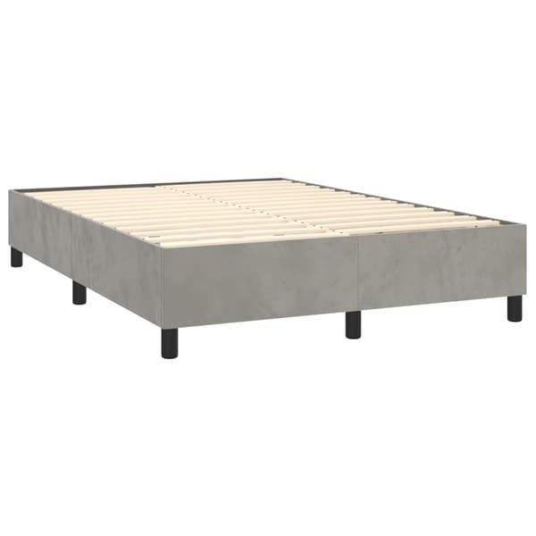 vidaXL Ramsäng med madrass & LED ljusgrå 140x200 cm sammet Grå