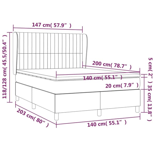 vidaXL Ramsäng med madrass mörkgrå 140x200 cm sammet Grå