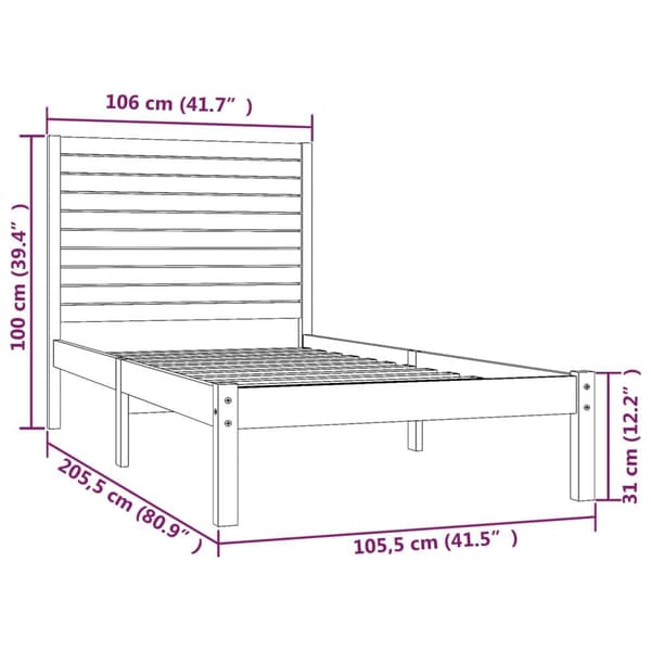 vidaXL Sängram vit massivt trä 100x200 cm Vit