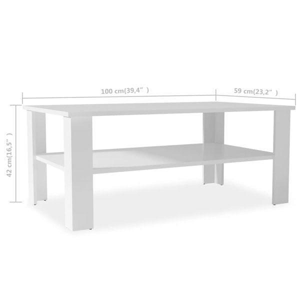 vidaXL Soffbord spånskiva 100x59x42 cm vit Vit
