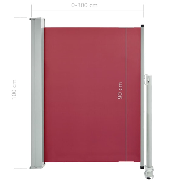 vidaXL Infällbar sidomarkis 100x300 cm röd Röd