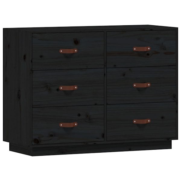 vidaXL Byrå svart 100x40x75 cm massiv furu Svart