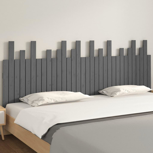 vidaXL Väggmonterad huvudgavel grå 204x3x80 cm massiv furu Grå