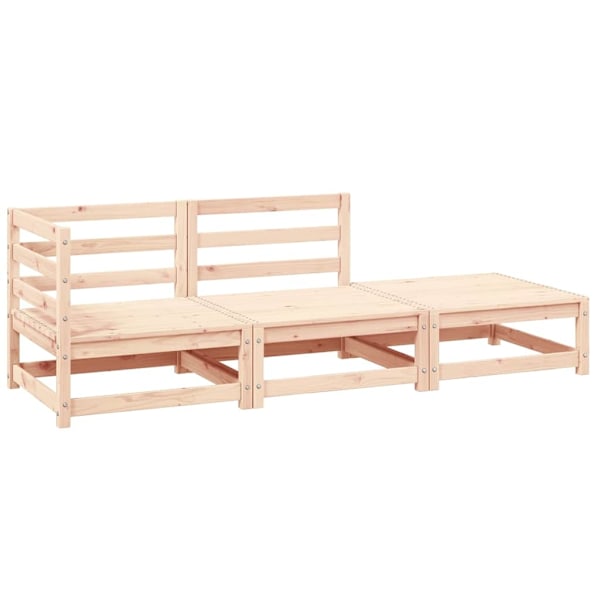 vidaXL Loungegrupp 3 delar massiv furu Brun
