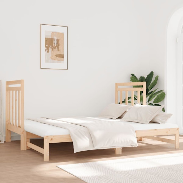 vidaXL Utdragbar dagbädd 2x(90x190) cm massiv furu Brun