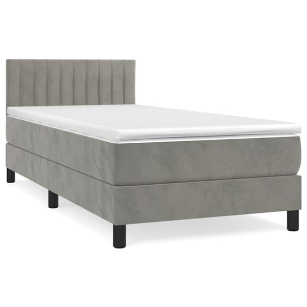 vidaXL Ramsäng med madrass ljusgrå 100x200 cm sammet Grå
