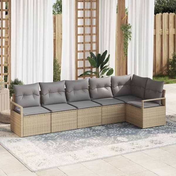 vidaXL Soffset 6 st Beige konstrotting Beige