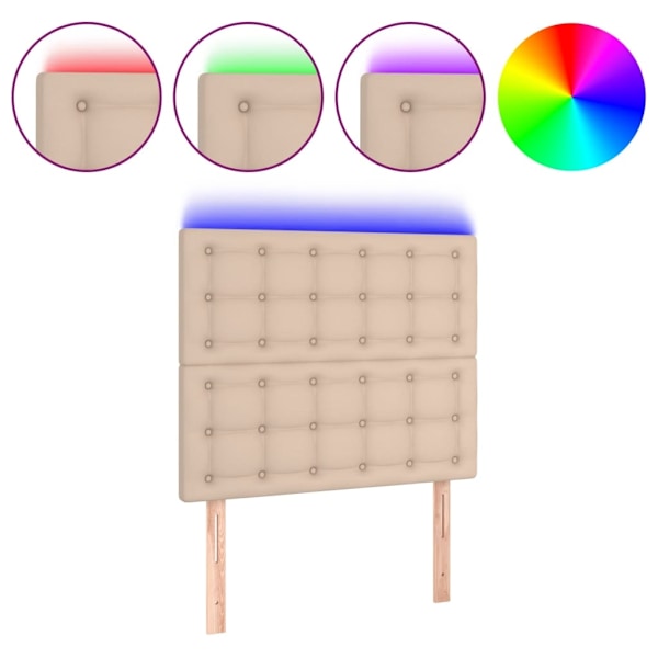 vidaXL Sänggavel LED cappuccino 80x5x118/128 cm konstläder Brun