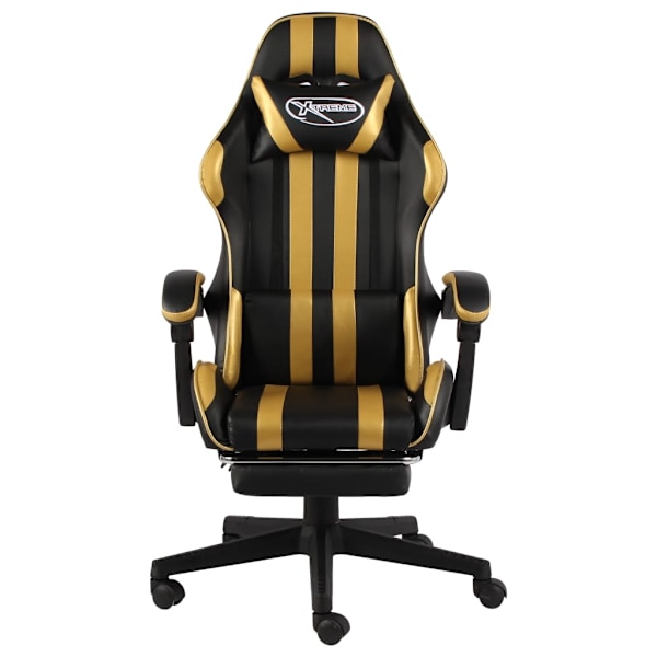 vidaXL Gamingstol med fotstöd svart och guld konstläder Guld