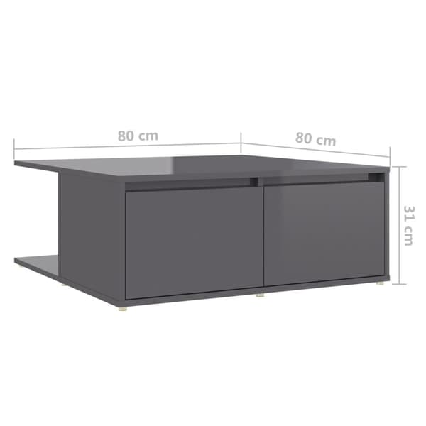 vidaXL Soffbord grå högglans 80x80x31 cm konstruerat trä grå