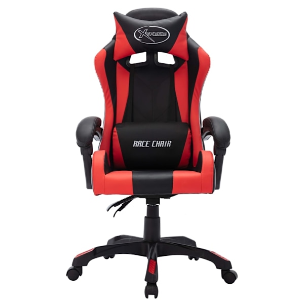 vidaXL Gamingstol med RGB LED-lampor röd och svart konstläder multifärg
