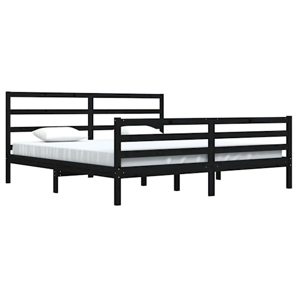 vidaXL Sängram svart massiv furu 200x200 cm Svart