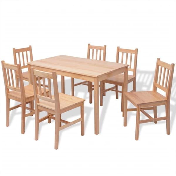 vidaXL Matgrupp, 7 Delar, Furu Brun