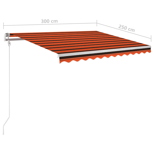 vidaXL Markis med stolpar automatiskt infällbar 3x2,5 m orange/brun Orange