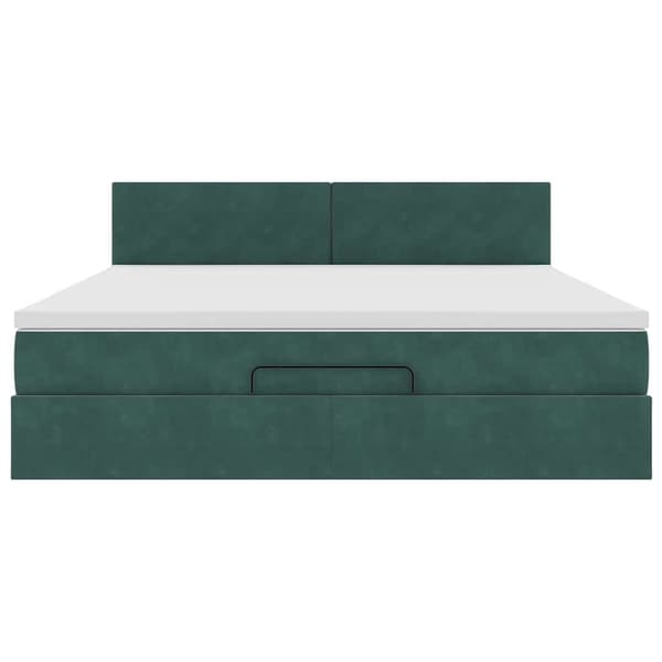 vidaXL Ottoman sängram med madrass mörkgrön 160x200 cm sammet Grön