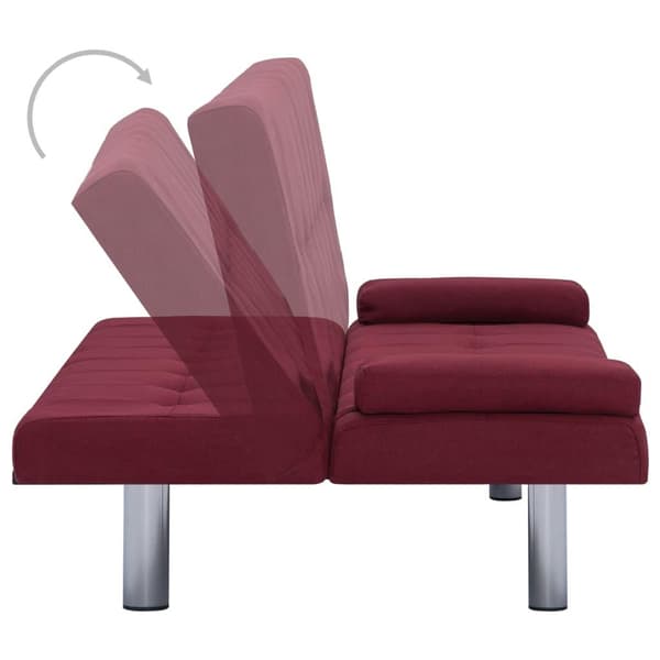vidaXL Bäddsoffa med två kuddar vinröd polyester Röd