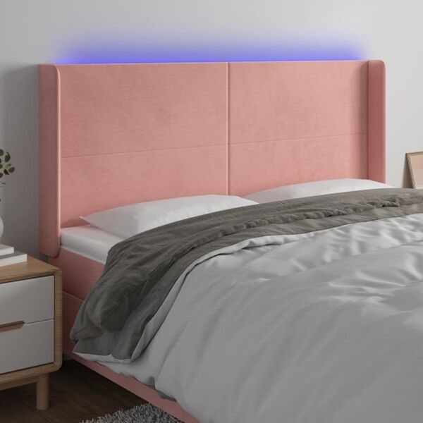 vidaXL Sänggavel LED grön 183x16x118/128 cm sammet Rosa