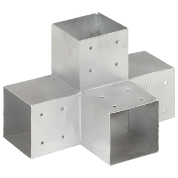 vidaXL Stolpbeslag 4 st X-form galvaniserad metall 101x101 mm Silver