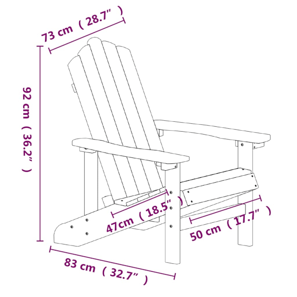 vidaXL Adirondackstol HDPE vit Vit