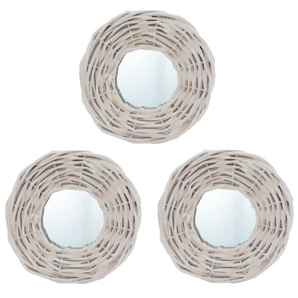 vidaXL Speglar 3 st vit 15 cm korgmaterial Vit