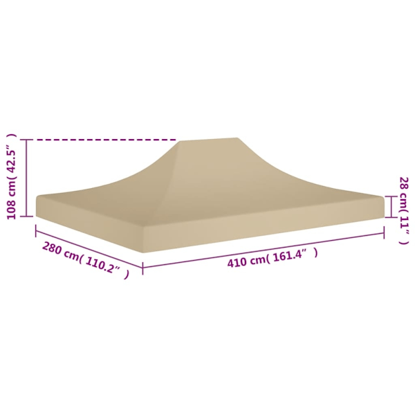 vidaXL Tak till partytält 4x3 m beige 270 g/m² Beige