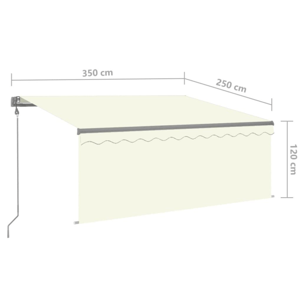 vidaXL Automatisk markis vindsensor rullgardin LED 3,5x2,5m gräd Creme