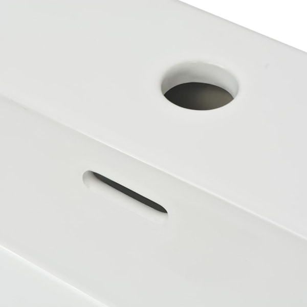 vidaXL Handfat med kranhål keramik vit 51,5x38,5x15 cm Vit