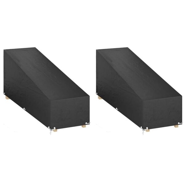 vidaXL Överdrag för solsäng 2st 12 öljetter 200x65x35/60 cm polyeten Svart
