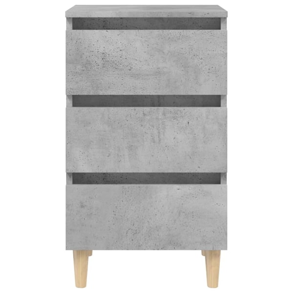 vidaXL Sängbord med ben i massivt trä 2 st betonggrå 40x35x69 cm grå