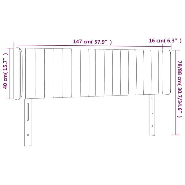 vidaXL Sänggavel LED mörkgrå 147x16x78/88 cm sammet Grå