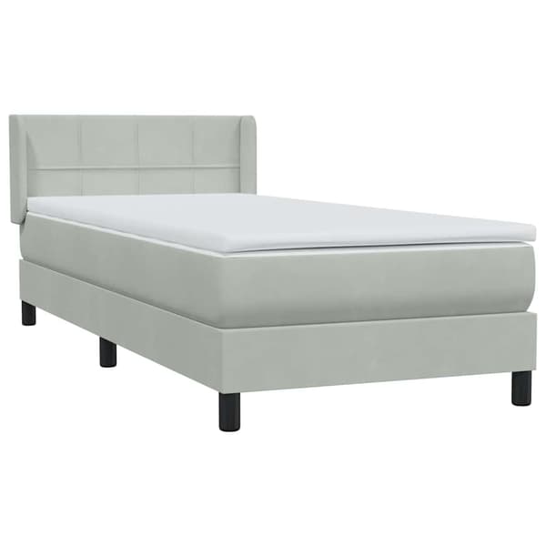 vidaXL Ramsäng med madrass ljusgrå 90x210 cm sammet Grå