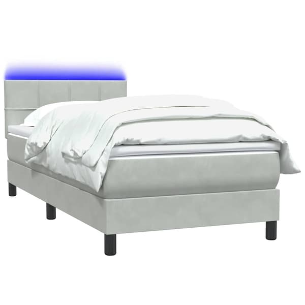 vidaXL Ramsäng med madrass ljusgrå 90x210 cm sammet Grå