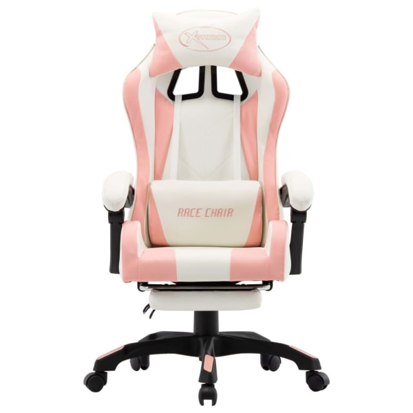 vidaXL Gamingstol med fotstöd rosa och vit konstläder Rosa