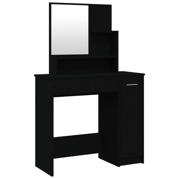 vidaXL Sminkbord med spegel svart 86,5x35x136 cm Svart
