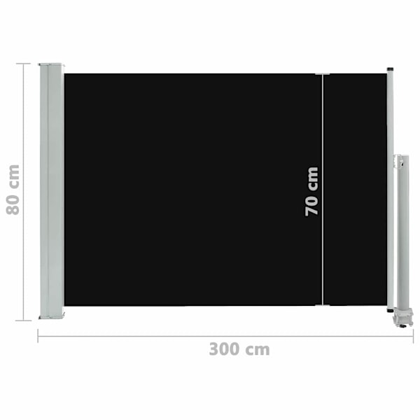 vidaXL Infällbar sidomarkis 80x300 cm svart Svart