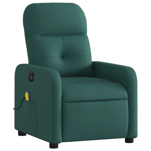 vidaXL Elektrisk massagefåtölj mörkgrön tyg Grön