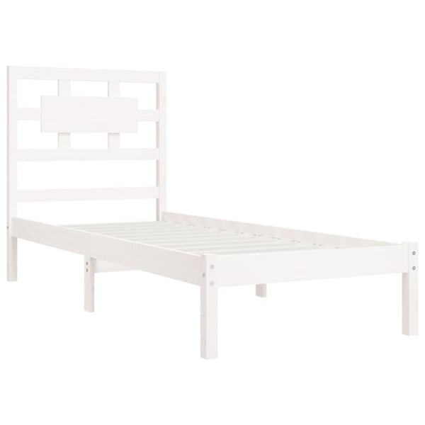 vidaXL Sängram vit massiv furu 90x200 cm Vit