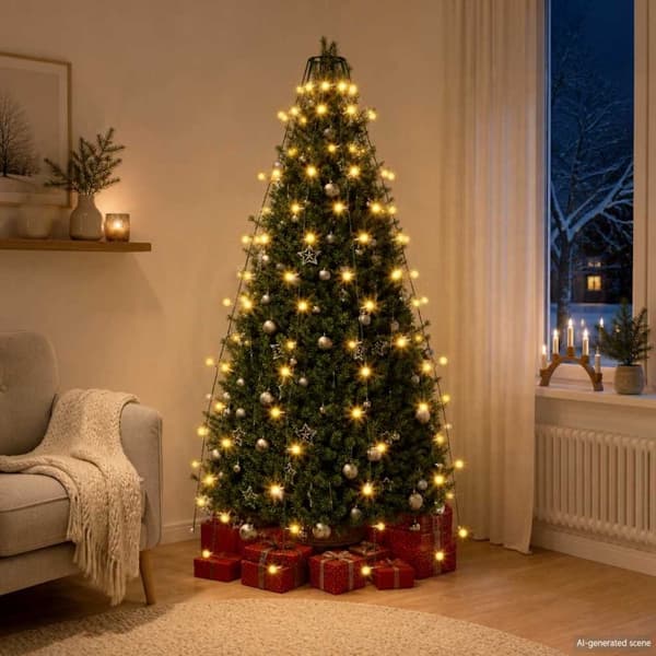 vidaXL Ljusnät för julgran 150 LED 150 cm Vit