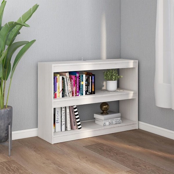 vidaXL Bokhylla/Rumsavdelare vit 100x30x71,5 cm massiv furu Vit