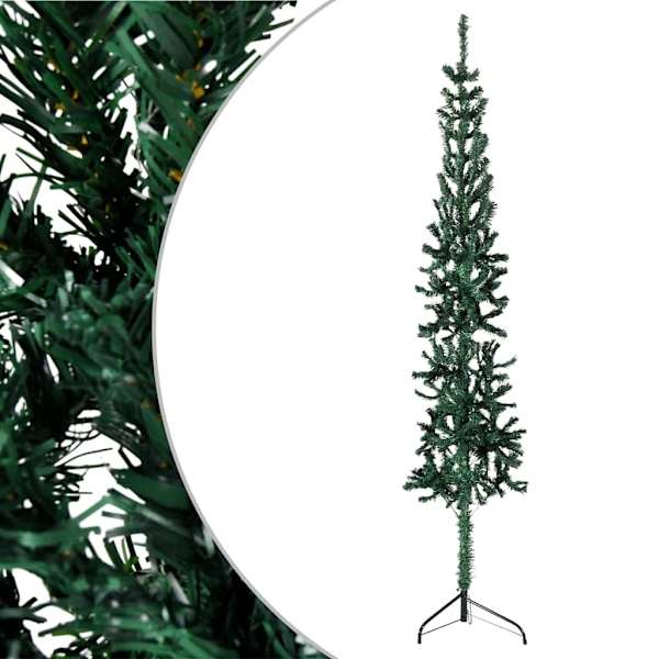 vidaXL Smal halv plastgran med stativ grön 240 cm Grön