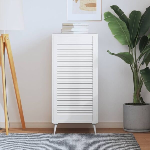 vidaXL Skåplucka lamelldesign vit 99,3x49,4 cm massiv furu Vit