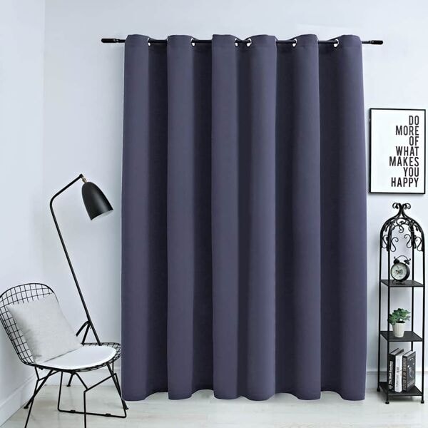 vidaXL Mörkläggningsgardin med metallringar antracit 290x245 cm Antracit