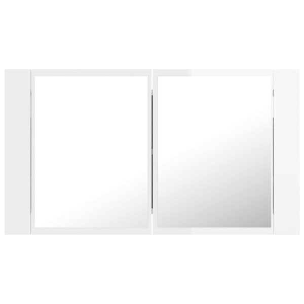 vidaXL Spegelskåp för badrum LED vit högglans 80x12x45 cm akryl Vit