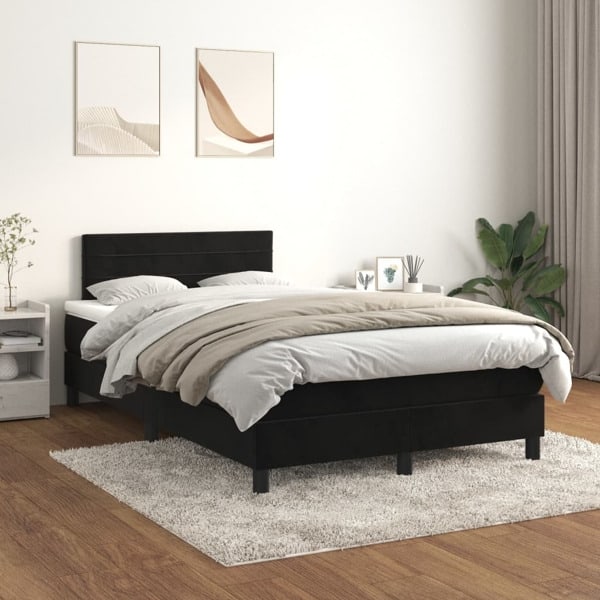 vidaXL Ramsäng med madrass svart 120x200 cm sammet Svart
